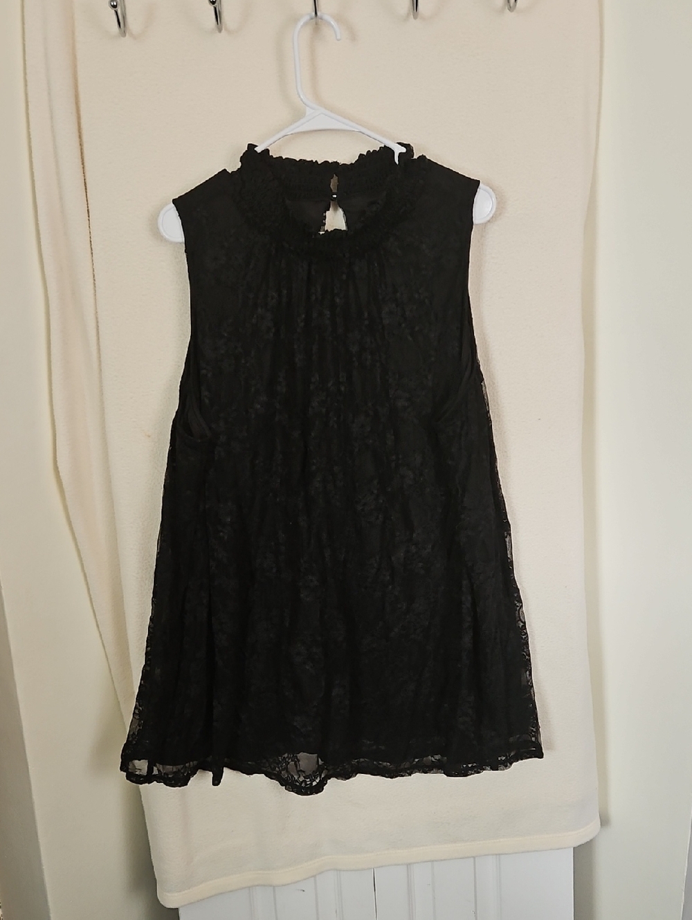 Sleeveless Black Lace Mock Neck Top
